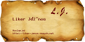 Liker János névjegykártya